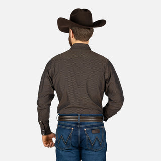 Camisa Wrangler Estampado Chocolate Caballero