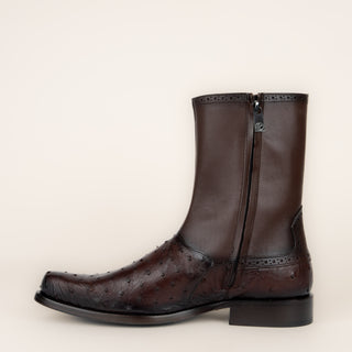 Bota Franco Cuadra Piel De Avestruz Choco Caballero