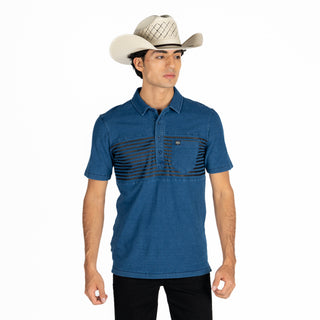 Playera Polo Kimes Ranch Holbrook Indigo Caballero