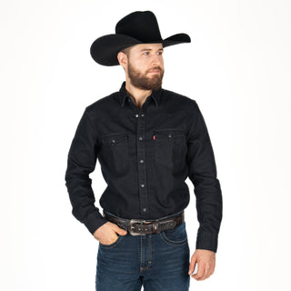 Camisa Levis Mezclilla Negro Liso Caballero