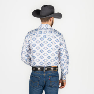 Camisa Rodeo Rombos Azul Caballero