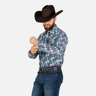 Camisa Wrangler Checotah Azul Caballero