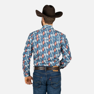 Camisa Wrangler Checotah Azul Caballero