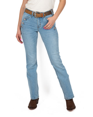 Jeans Rock & Roll Denim Scallop Pocket Riding Dama