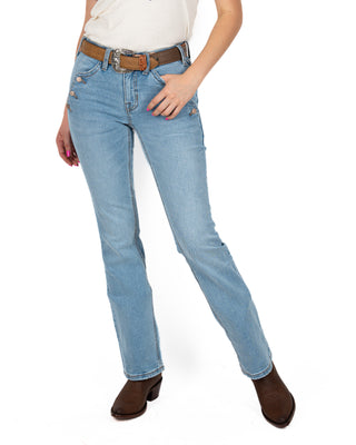 Jeans Rock & Roll Denim Scallop Pocket Riding Dama