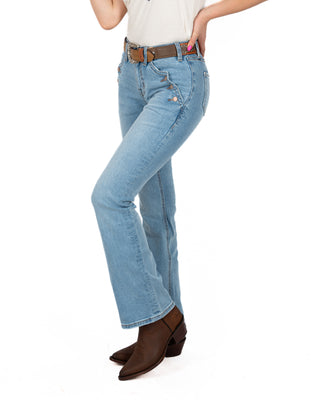 Jeans Rock & Roll Denim Scallop Pocket Riding Dama