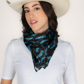 Mascada M&F Pluma Azul Dama