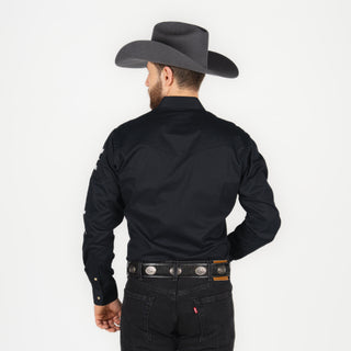 Camisa Wrangler Logo Negro Plata Caballero