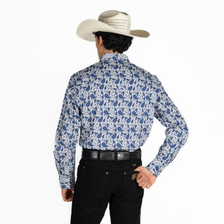 Camisa Wrangler 20X Estampado Azul Caballero