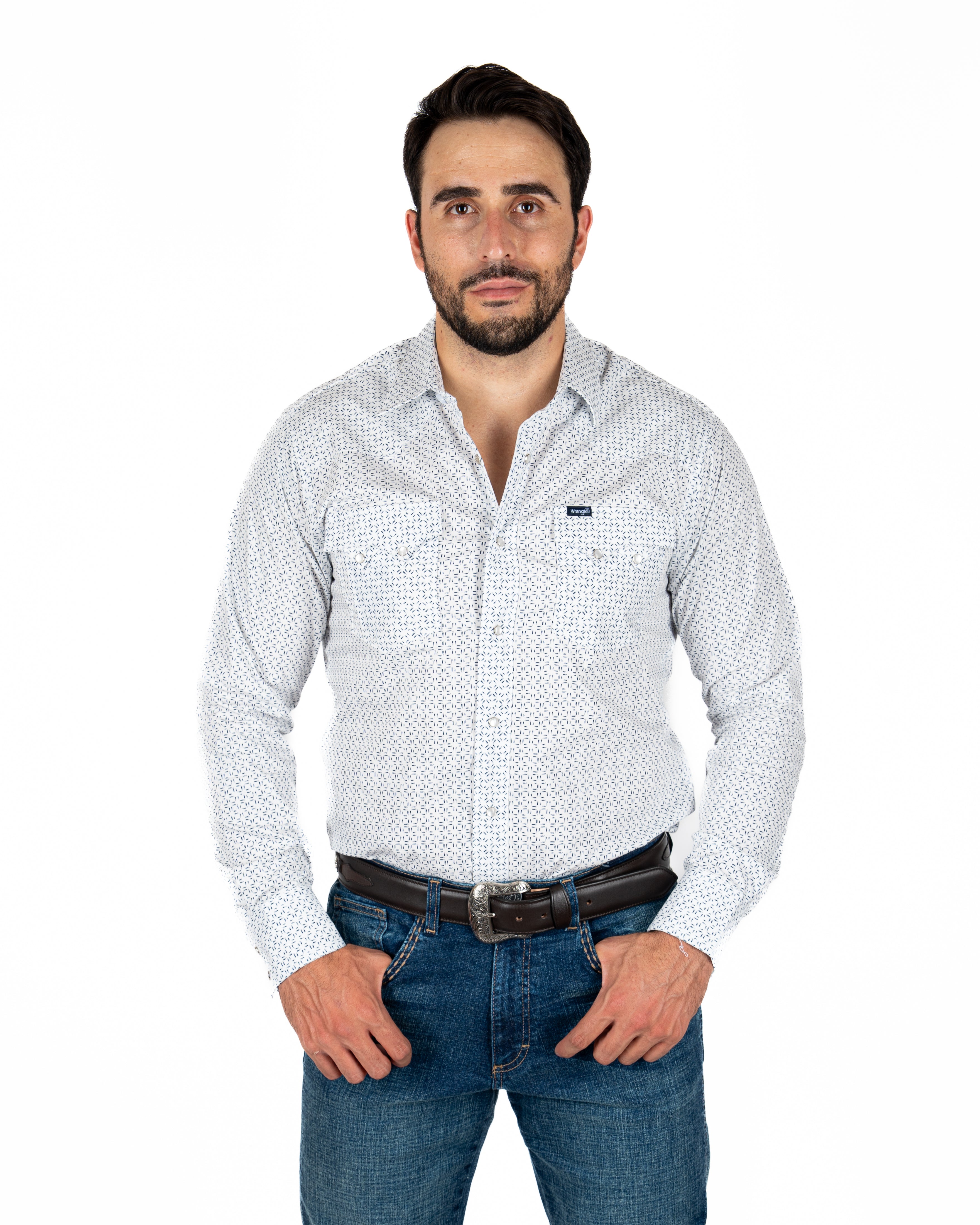 Camisa Wrangler Estampado Blanco Caballero