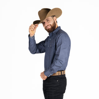 Camisa Rodeo Estampado Azul Caballero