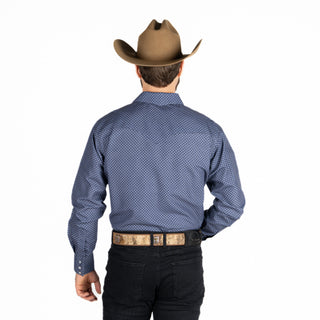 Camisa Rodeo Estampado Azul Caballero
