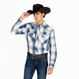 Camisa Wrangler 20X Cuadro Azul Caballero