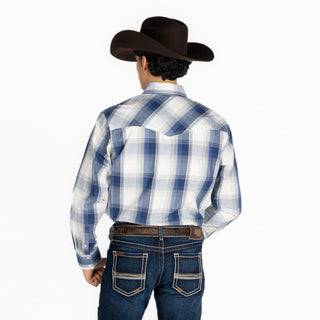 Camisa Wrangler 20X Cuadro Azul Caballero