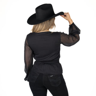 Blusa Panhandle Smoked Surplice Black Dama