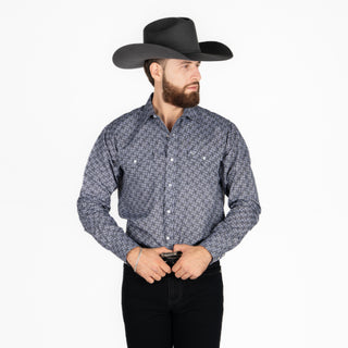 Camisa Rodeo Estampado Gris Caballero