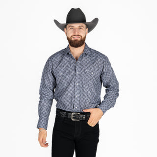 Camisa Rodeo Estampado Gris Caballero