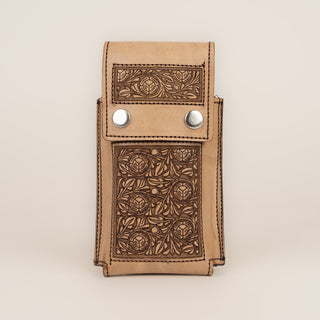 Porta Celular Cincelado Láser Flor