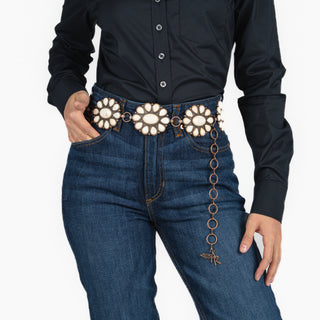 Cinturón Angel Ranch Concho Piedra Blanco Dama