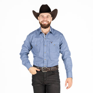 Camisa Golden Rooster Estampado Azul Caballero
