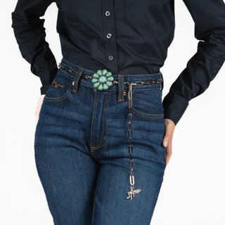 Cinturón Angel Ranch Concho Flor Turquesa Dama