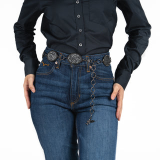 Cinturón Angel Ranch Concho Cristales Negro Dama