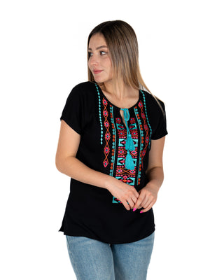 Blusa Pnhandle CapSlv Embroidered Popover Dama