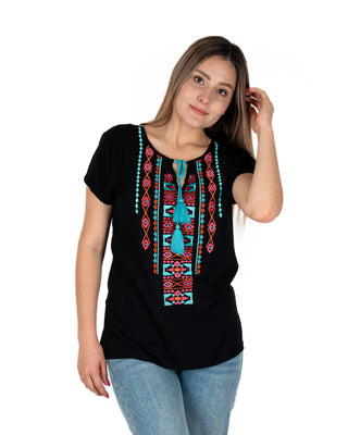 Blusa Pnhandle CapSlv Embroidered Popover Dama