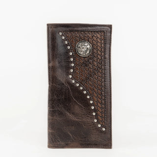 Billetera Toro Bravo Grabado Tejido Flor Caballero