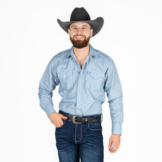Camisa Rodeo Rombo Aztec Azul Caballero