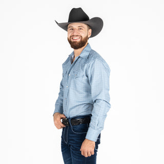 Camisa Rodeo Rombo Aztec Azul Caballero