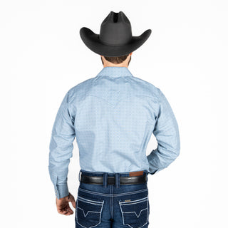 Camisa Rodeo Rombo Aztec Azul Caballero