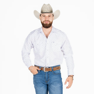 Camisa Rodeo Estampado Blanco Caballero