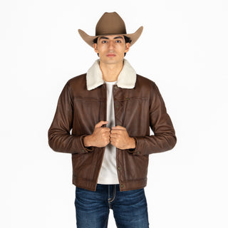 Chamarra Wrangler Piel Borrega Café Caballero