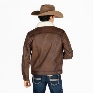 Chamarra Wrangler Piel Borrega Café Caballero
