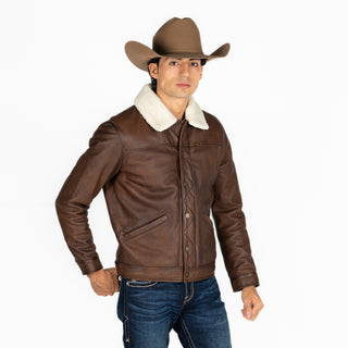 Chamarra Wrangler Piel Borrega Café Caballero