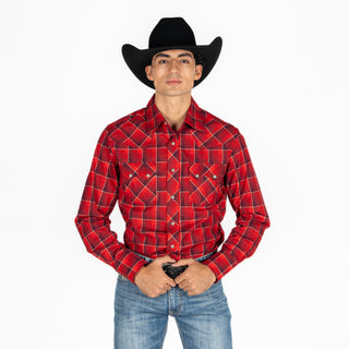 Camisa Wrangler Retro Cuadros Rojo Caballero