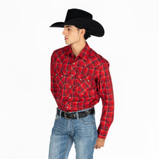 Camisa Wrangler Retro Cuadros Rojo Caballero