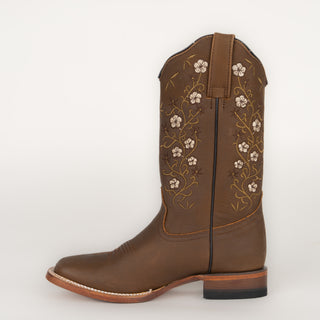 Bota Coyote Ranch Meoqui Flores Crazy Brown Dama