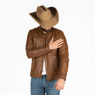 Chamarra Piel Miel Caballero