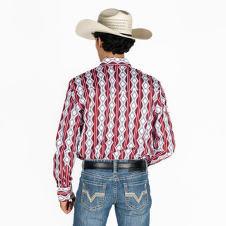 Camisa Wrangler Checotah Rojo Blanco Caballero