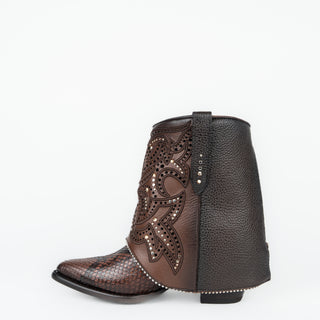 Botín Cuadra Pitón Belly Plunge Trufa Dama