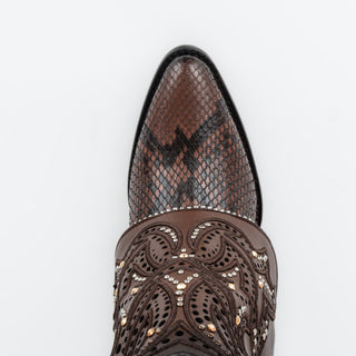 Botín Cuadra Pitón Belly Plunge Trufa Dama