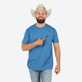 Playera Kimes Ranch Lucky Bucking Mid Blue Caballero