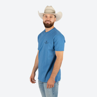 Playera Kimes Ranch Lucky Bucking Mid Blue Caballero