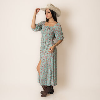 Vestido Rock & Roll Denim Floral Print Dama