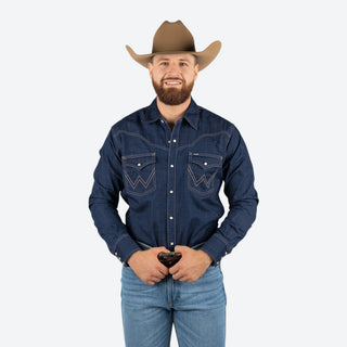 Camisa Wrangler Mezclilla Obscura Caballero