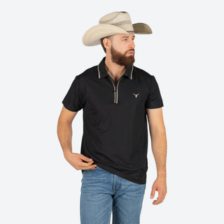 Playera Polo Rodeo Negro Beige Caballero
