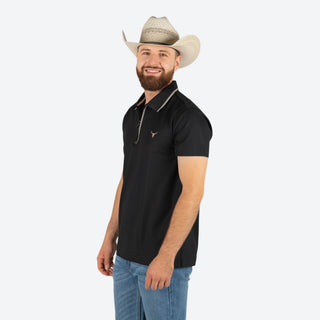 Playera Polo Rodeo Negro Beige Caballero