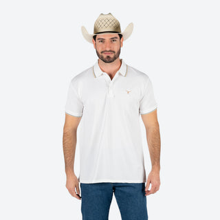 Playera Polo Rodeo Blanco Beige Caballero
